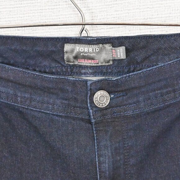 Torrid Super Stretch Luxe Slim Boot Stretch Flare Leg Dark Wash Blue Jeans 20R - Picture 9 of 16
